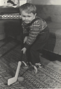 Miloš Müller in 1967 with a Christmas present