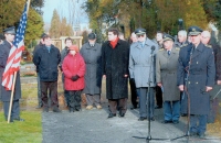 Miluška Ottová for the Czech Union of Freedom Fighters at the military cemetery in Olomouc - Černovíra, Jewish cemetery, in a black coat, then mayor of Olomouc Martin Novotný