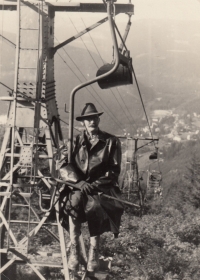 Great-grandfather Rudolf Kašpar on the cable car