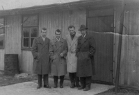 L to R: Miroslav Martínek, Mirek Šebek, Josef Novák, Mirek Vávra - friends from Úvaly, all of whom served with the auxiliary battalions (PTP)