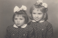 Jana Marková with her sister Olga, 1955