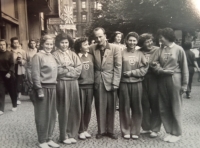 Spartakiada in 1955, Helena Šimůnková standing on the far left