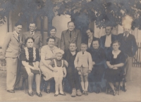 The Urban family, down in the middle great-grandfather Fridolin and next to him in a light suit father Drahoslav, above grandfather Ladislav with his wife Anna, ca. 1939