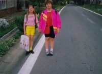 Romana Maříková (right) with her neighbour 1990