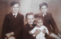 Ondřej Čapek with his elder brothers Vladimír, Jan and Petr, circa 1947