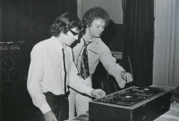 DJ Zdeněk Raboch (left) and DJ Jiří Rožánek, one of the first Oldies discos, late 1970s