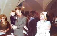 Ondřej Čapek with son Ondřej (in his arms) and daughter Lea, 1977