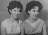 Vlasta Bérešová (left) with her friend at a ball in Velké Losiny, 1959