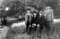 On the left Father Josef Matuška with other men in Hať