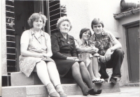 From left: aunt Marie, mother Miloslava, witness, brother Josef, Žernovka 1976