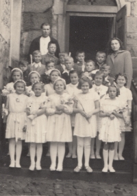 Ladislav Kukla (with the candlestick on the top left) during Holy Communion