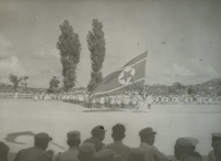 Footage from the celebration of the tenth anniversary of the liberation of North Korea