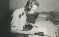 František Ambrož during a broadcast from Korea in 1954