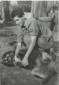 Portrait of Ivan Mošna with his dog, 1950s-1960s