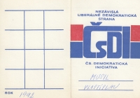 Stranická legitimace Vlastislava Musila v Liberálně demokratické straně, 1992