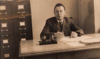 Drahomíra Ševčíková's father in his office, Šternberk, 1950s