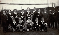 Father Ota Reiter, second from the left in the front row, Zruč nad Sázavou football eleven, early 1930s