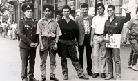 With classmates and an army friend after returning from the army. Odesa, 1990