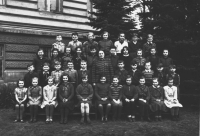 Jana Fajkošová at school, first row, third from the left