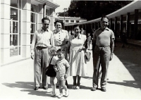 With my parents on the left and their friends, Luhačovice Spa about 1948