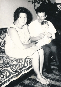 Sister Emilia with her second husband Gyüry and newborn daughter Emilia, 1968