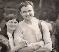 Jiří Dobrovolný 29 years old, 1974, with his wife.