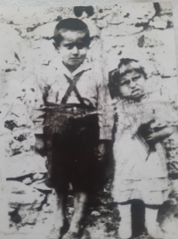 Ourania with her brother Janis in their home village in 1940