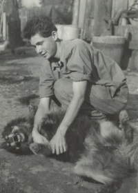 Portrait of Ivan Mošna with his dog, 1950s-1960s