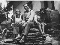 Mother Marie, father Metoděj and brothers Vladimír and Miloslav in front of their house in Radomilov