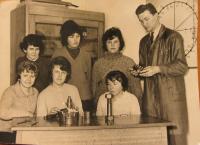 František Nekvinda in the classroom with his students.