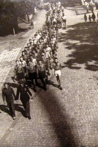 Scouts displaying their military readiness