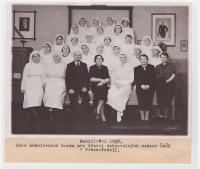 Mobilization 1938-volunteer nurses of red Cross in Praha-Podolí, 2. row 3. from left Pavla Nassau (+1943 with son Pavel in Auschwitz), 4. from left Jiřina Petřková-Reinlová