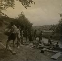 A camp under construction, Cila village, Berounka river