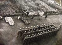 Wehrmacht soldiers lining up in the yard of Lotte's parent's house, Sokolov, 138-39