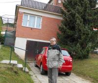 Jaromír in front of his house - Baťa style house with an annex