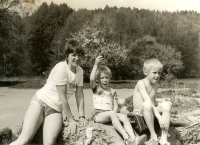 Marie with her sons Petr and Honza, Prague 1988