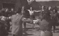 Eva in the middle in white shirt, Žilina, 1947