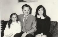 With his daughters, 1974