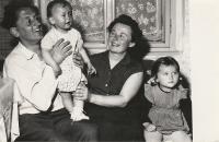 With his wife and daughters, 1963