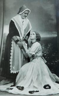 Ludmila Koláčková (Vlach) during a school theater performance in Roznov as Countess Hortensia in předsatvení Grandmother