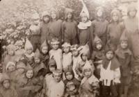 Walburga Harichová (Ruprichová) with other children at school in the Moravian Charles (Ger. Mährisch Karlsdorf)