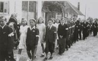 Lubomir Houska - at the age of fourteen at the funeral of a friend - in the middle of the pumpkins - 1944