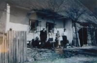 Grandparents Josef and Anna Sweden, mother Marie with little Zdenek and uncle Josef Sweden before the original family house in the settlement Na Horách