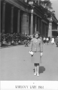 Marie, Karlovy Vary, 1961 (29 years). After returning from prison, Marie went to the spa to recover from her previous jaundice.