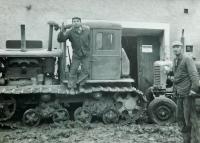 On the left Josef Malecký on the state farm in Brodice Petrovice