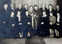 Wedding guests and the newlyweds Bohumil and Ludmila Hlaváček 